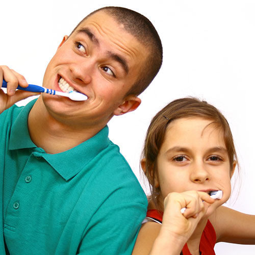 brushing and flossing